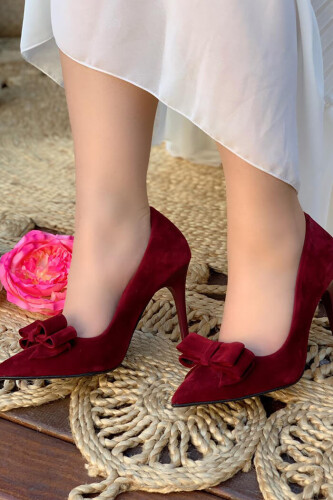 6539 Fiyonklu Stiletto Bordo - Bym Fashion