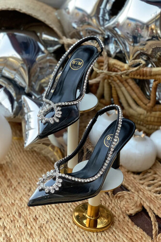 6548 Şeffaf Topuklu Ayakkabı Siyah - 4