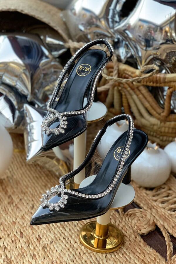 6548 Şeffaf Topuklu Ayakkabı Siyah - 4