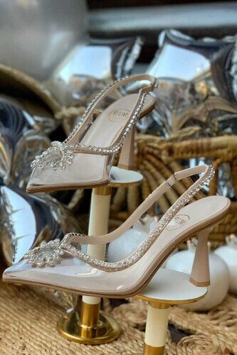 6548 Şeffaf Topuklu Ayakkabı Taş - 3