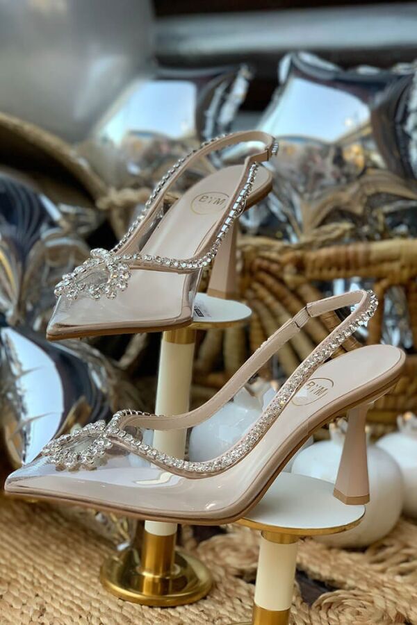 6548 Şeffaf Topuklu Ayakkabı Taş - 4