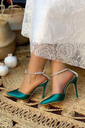 6549 Topuklu Ayakkabı Zümrüt - Bym Fashion
