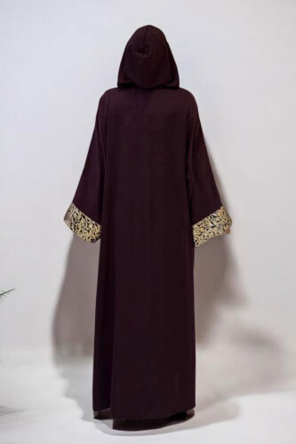 Arapça Harf Baskılı Abaya 70014 Bordo - 2