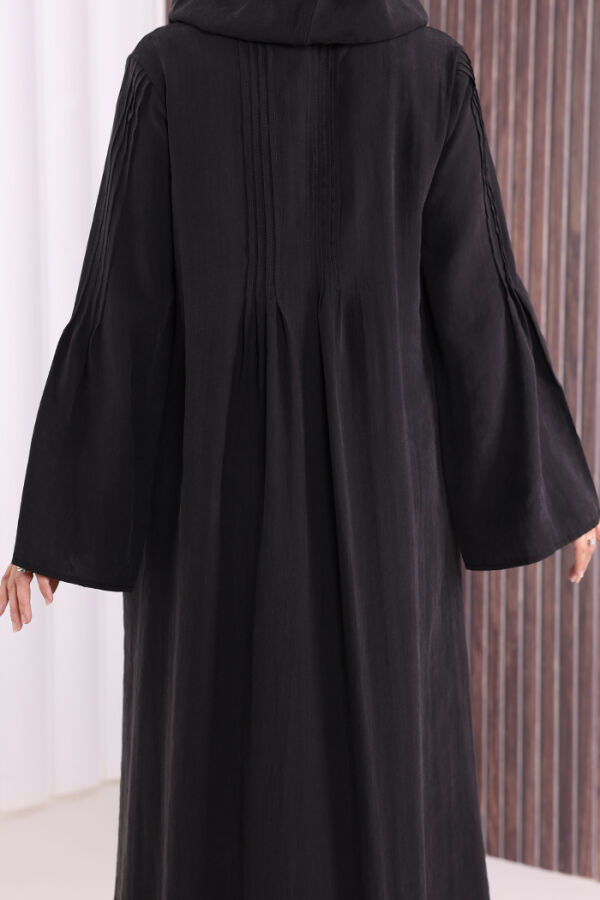 Fermuarlı Kapüşonlu Ferace 70016 Siyah - 7