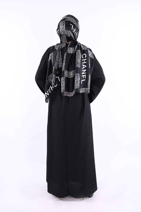 Çıt Çıt Düğmeli Bel Kuşaklı Abaya 70017 Siyah - 3