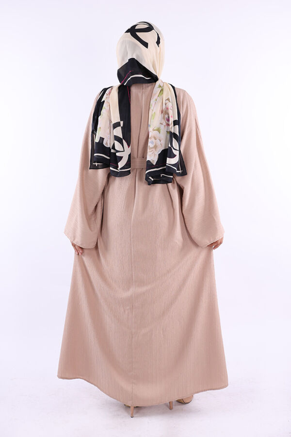 Çıt Çıt Düğmeli Bel Kuşaklı Abaya 70017 Taş - 2