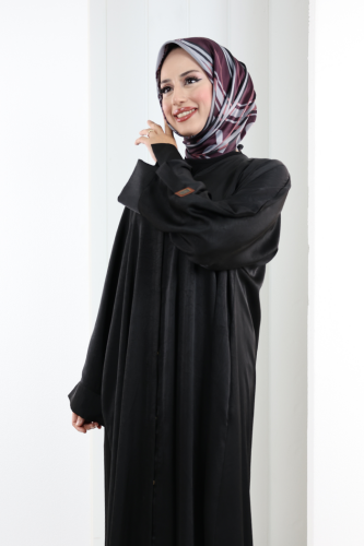 Çıt Çıt Düğmeli Ferace 70023 Siyah - 3