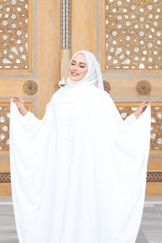 Düğme Detaylı Pelerin 70024 Ekru - 3