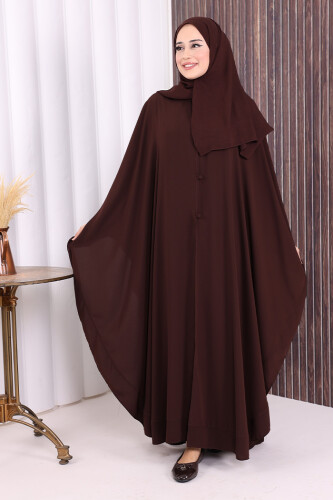 Düğme Detaylı Pelerin 70024 Kahverengi - 2