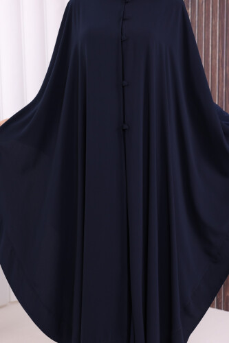 Düğme Detaylı Pelerin 70024 Lacivert - 7