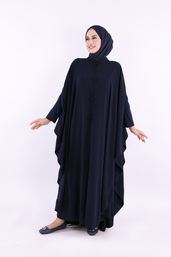 Düğme Detaylı Pelerin 70024 Lacivert - 1