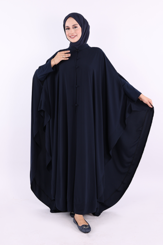 Düğme Detaylı Pelerin 70024 Lacivert - 2