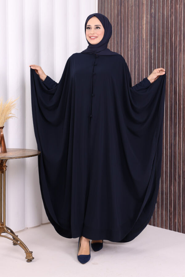 Düğme Detaylı Pelerin 70024 Lacivert - 1