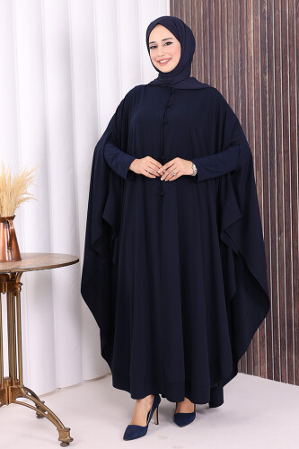 Düğme Detaylı Pelerin 70024 Lacivert - 2