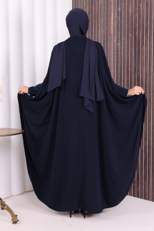 Düğme Detaylı Pelerin 70024 Lacivert - 5