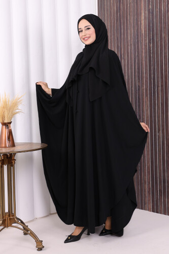 Düğme Detaylı Pelerin 70024 Siyah - 3