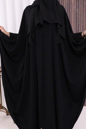 Düğme Detaylı Pelerin 70024 Siyah - 6