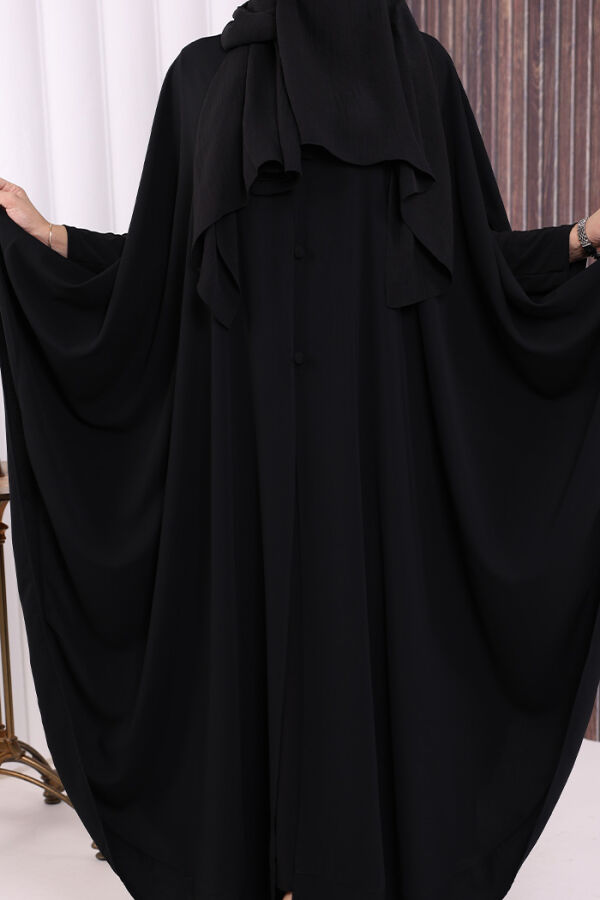 Düğme Detaylı Pelerin 70024 Siyah - 6