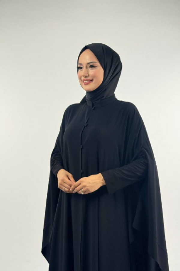 Düğme Detaylı Pelerin 70024 Siyah - 4