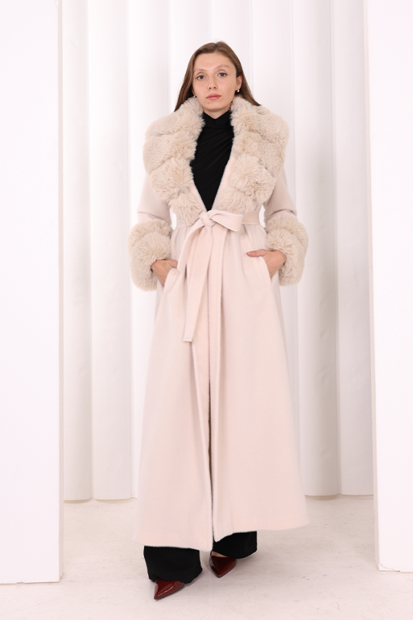 Yaka Kürk Detay Kaban 70029 Taş - 1