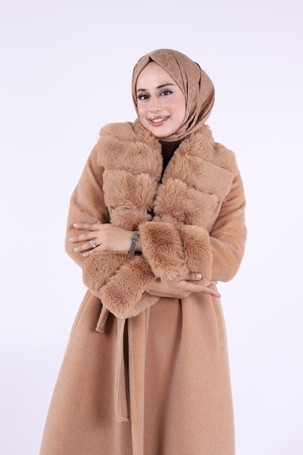 Yaka Kürk Detay Kaban 70029 Vizon - 4