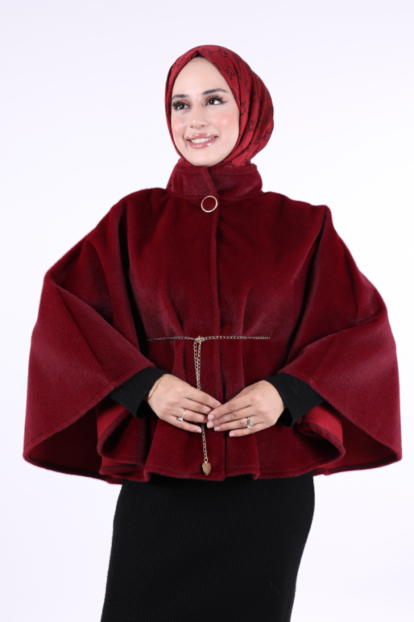 Zincir Kemer Detaylı Panço 70032 Bordo - 6