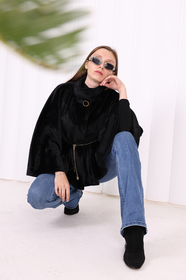 Zincir Kemer Detaylı Panço 70032 Siyah - 2