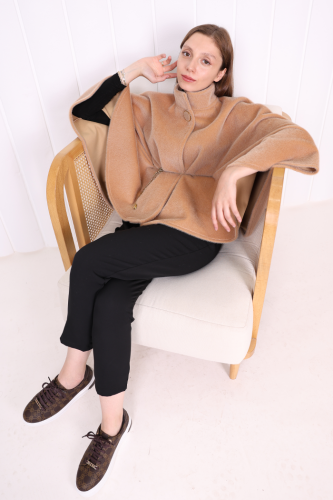 Zincir Kemer Detaylı Panço 70032 Vizon - Bym Fashion