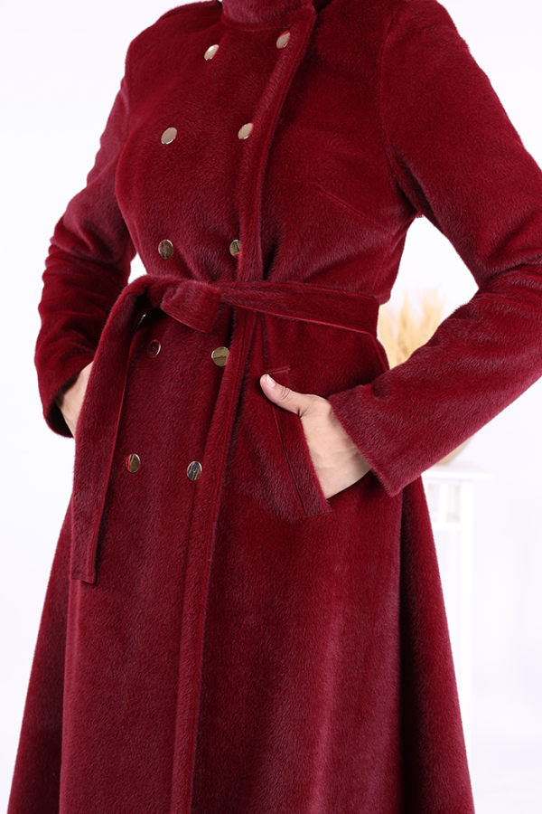 Çıt Çıt Düğme Detay Kaban 70035 Bordo - 7