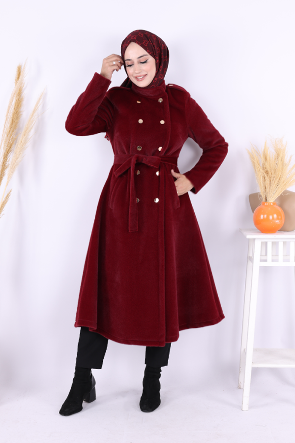 Çıt Çıt Düğme Detay Kaban 70035 Bordo - 2