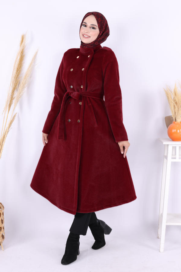 Çıt Çıt Düğme Detay Kaban 70035 Bordo - 3