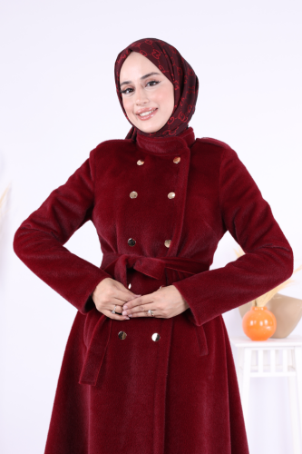 Çıt Çıt Düğme Detay Kaban 70035 Bordo - 6