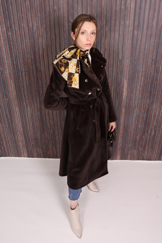 Çıt Çıt Düğme Detay Kaban 70035 Koyu Kahve - Bym Fashion