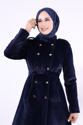 Çıt Çıt Düğme Detay Kaban 70035 Lacivert - 5