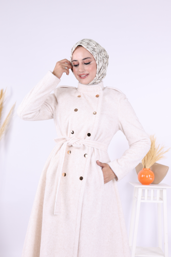 Çıt Çıt Düğme Detay Kaban 70035 Taş - 6