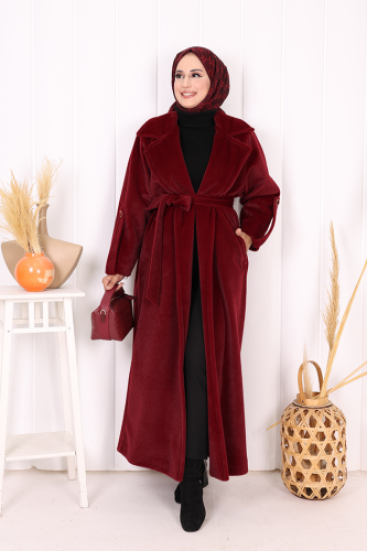 Kuşaklı Kaban 70058 Bordo - Bym Fashion