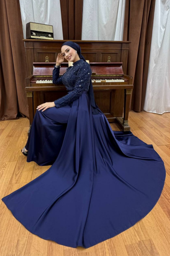 7024 Abiye Lacivert - Bym Fashion