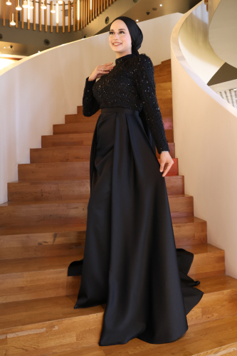 7024 Abiye Siyah - Bym Fashion