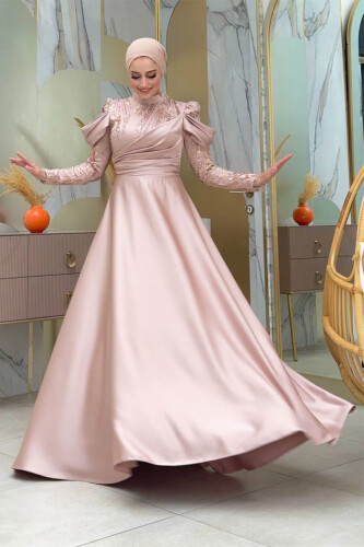 Omuz Detay Taş İşlemeli Ferace 7030 Gold - Bym Fashion