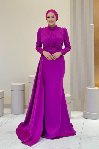 7036 Abiye Fuşya - Bym Fashion