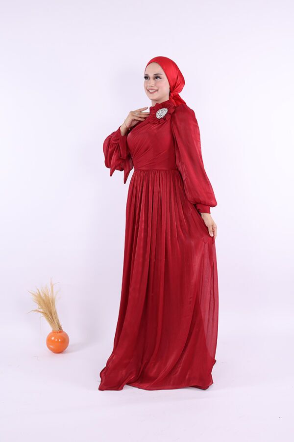 Çiçek Detaylı Valentino Abiye 7139 Bordo - 2