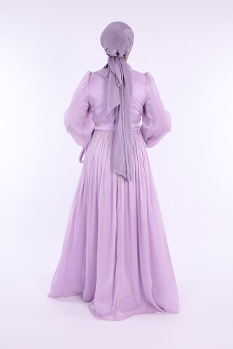 Çiçek Detaylı Valentino Abiye 7139 Lila - 3