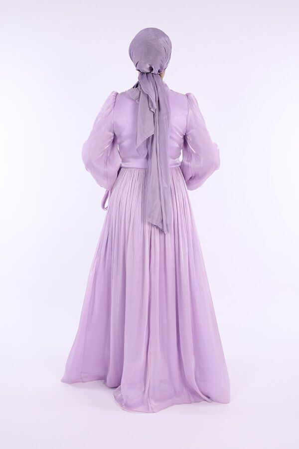 Çiçek Detaylı Valentino Abiye 7139 Lila - 3