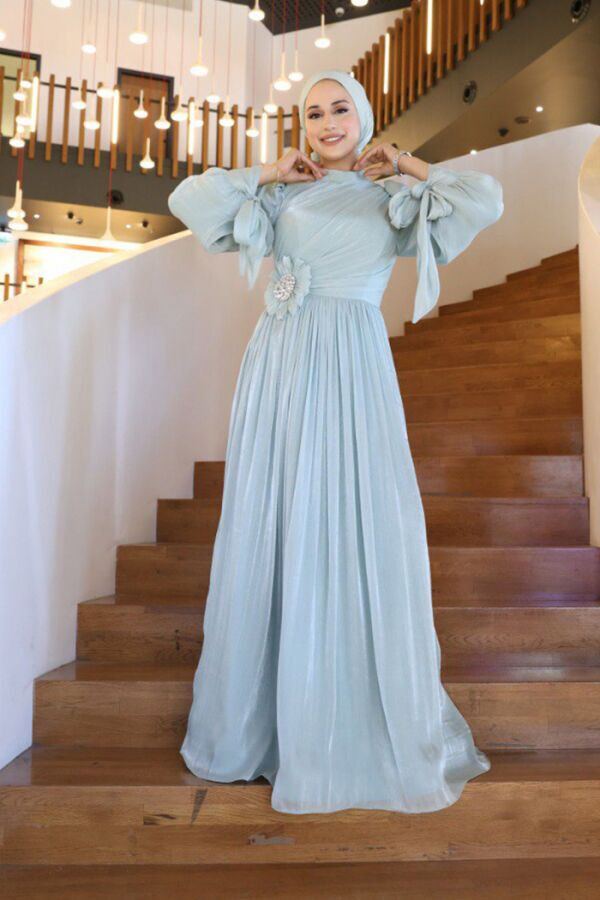 Çiçek Detaylı Valentino Abiye 7139 Mint - 2