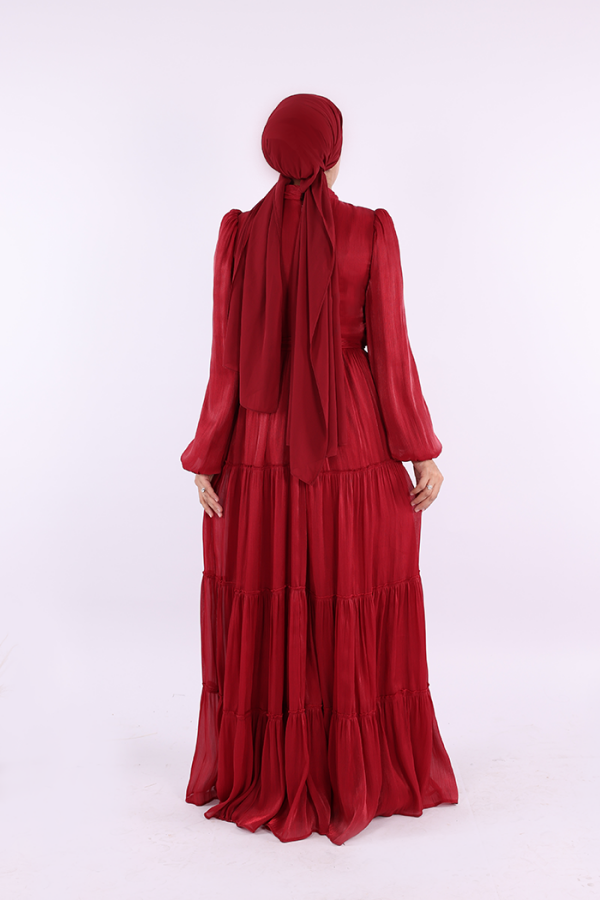 Broş Detaylı Valentino Abiye 7141 Bordo - 4