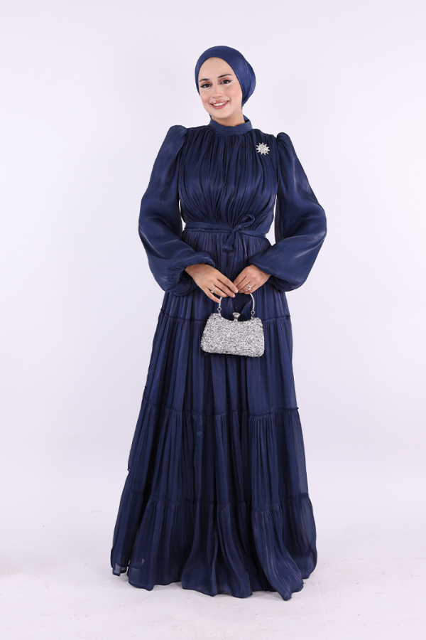 Broş Detaylı Valentino Abiye 7141 Lacivert - 2