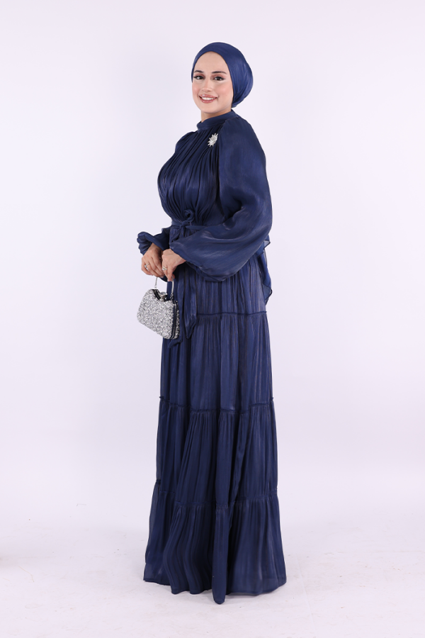 Broş Detaylı Valentino Abiye 7141 Lacivert - 3