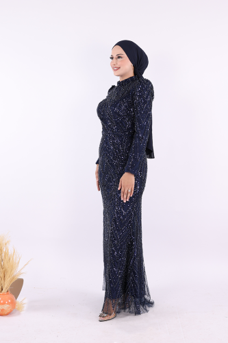 Taşlı Abiye 7143 Lacivert - 3