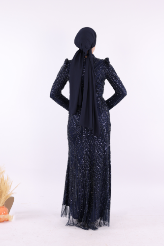 Taşlı Abiye 7143 Lacivert - 4
