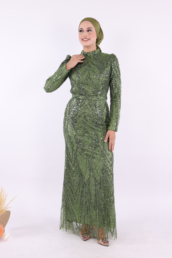 Taşlı Abiye 7143 Zümrüt - 1